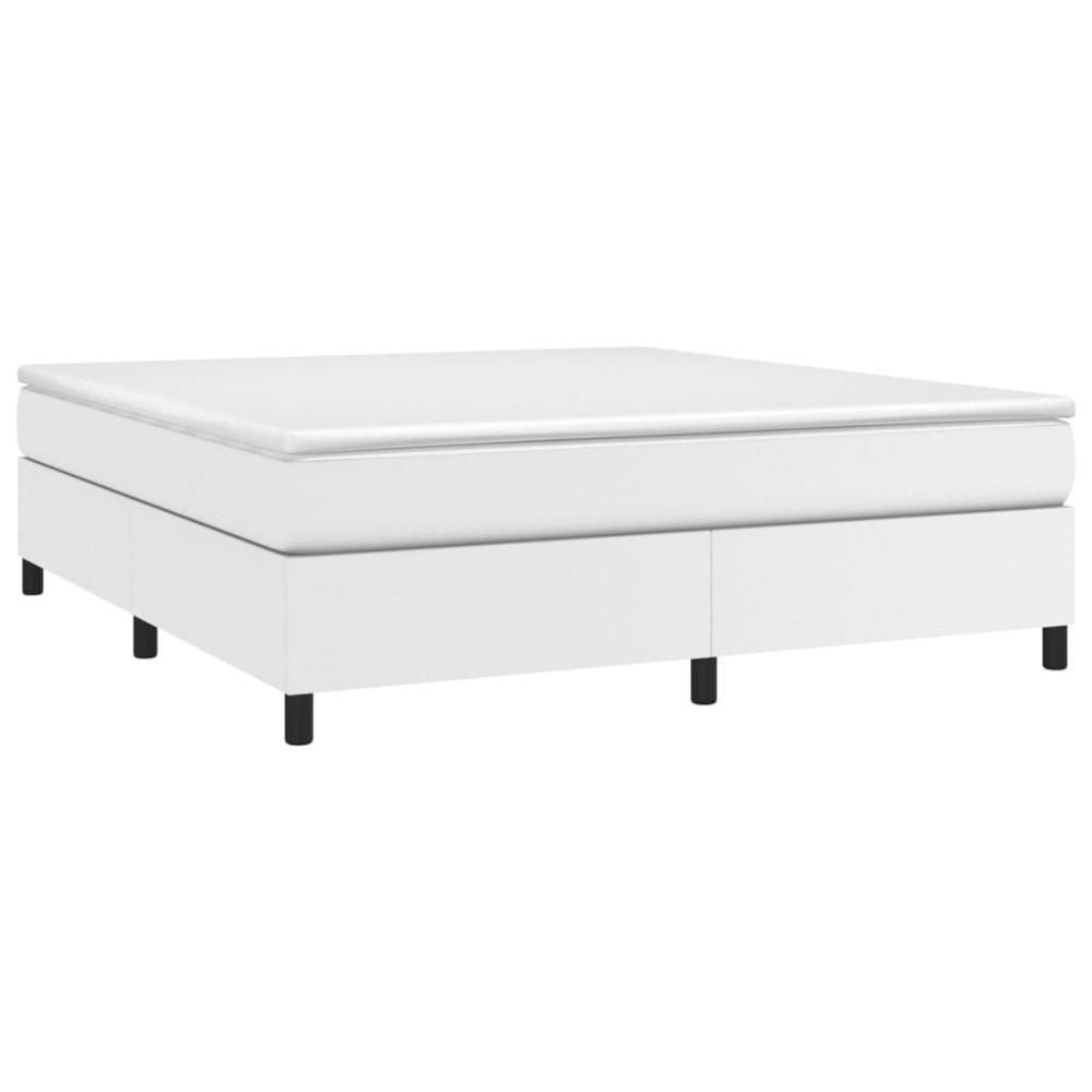 Box Spring Bed Frame White 76"x79.9" King Faux Leather. Picture 2