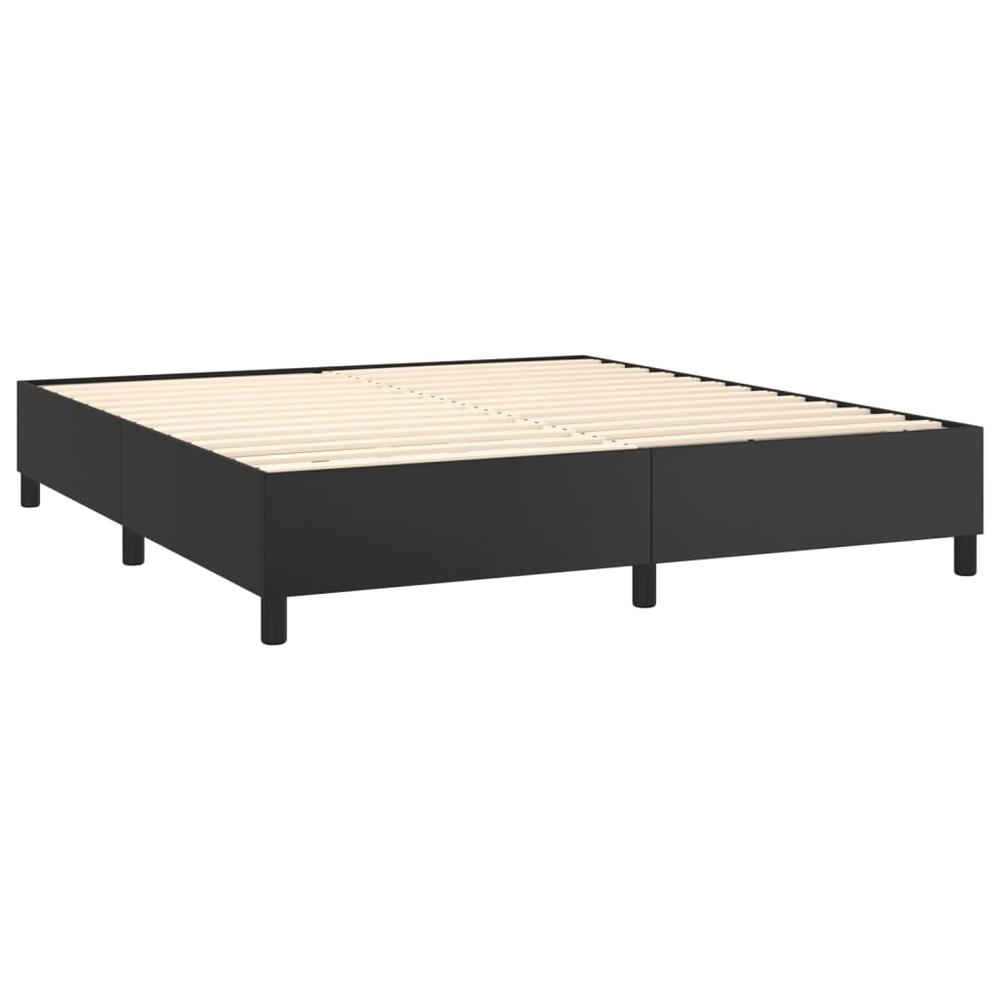 Box Spring Bed Frame Black 72"x83.9" California King Faux Leather. Picture 3