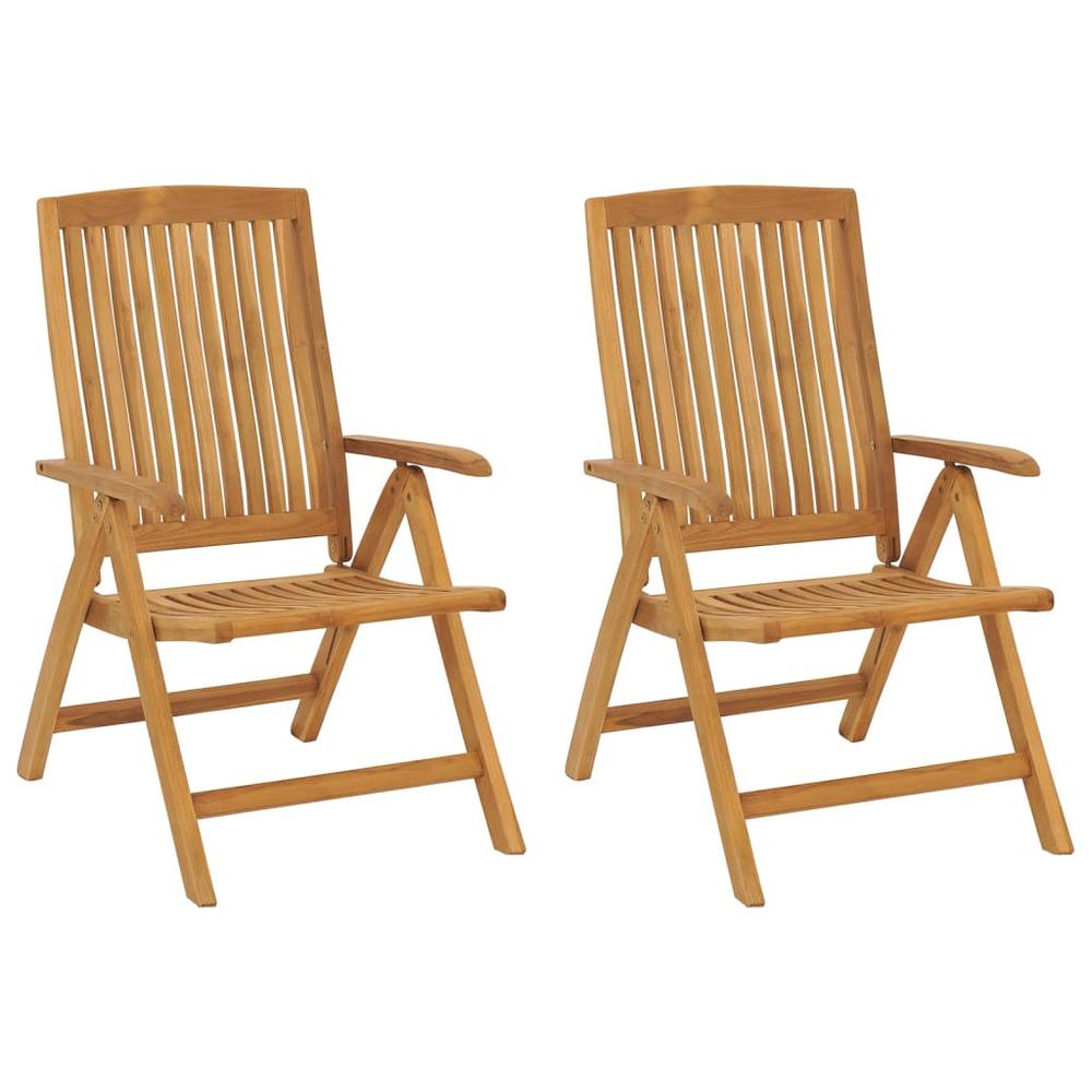 Reclining Patio Chairs with Cushions 2 pcs Solid Wood Teak. Picture 2