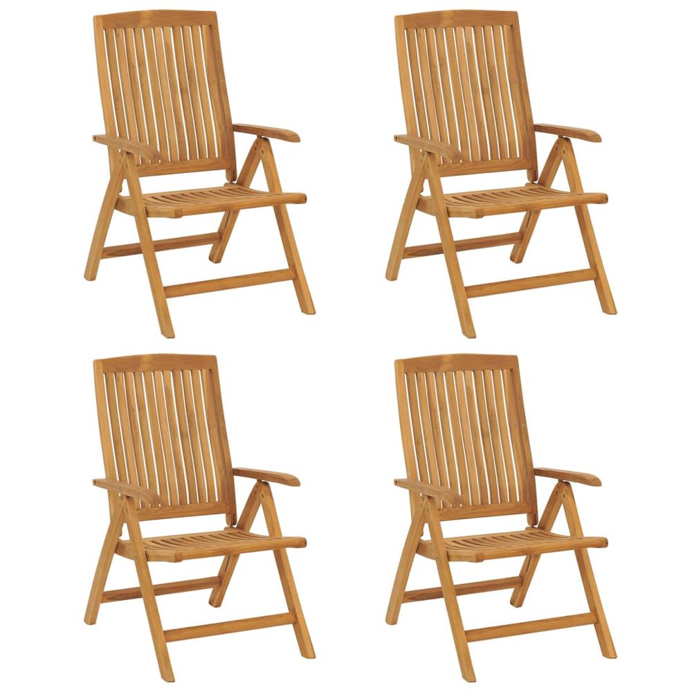 Reclining Patio Chairs with Cushions 4 pcs Solid Wood Teak. Picture 2