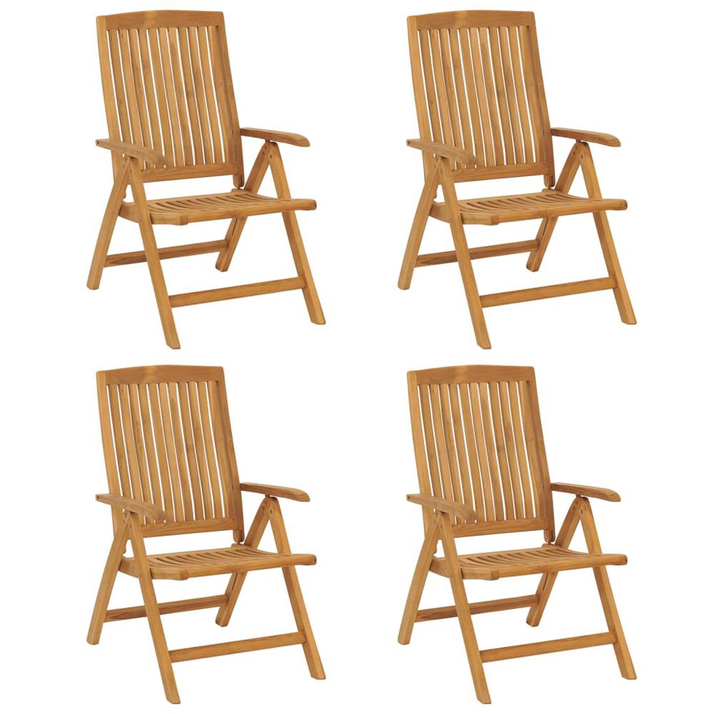 Reclining Patio Chairs with Cushions 4 pcs Solid Wood Teak. Picture 2