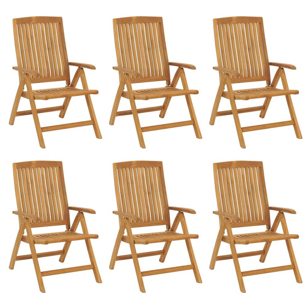 Reclining Patio Chairs with Cushions 6 pcs Solid Wood Teak. Picture 2