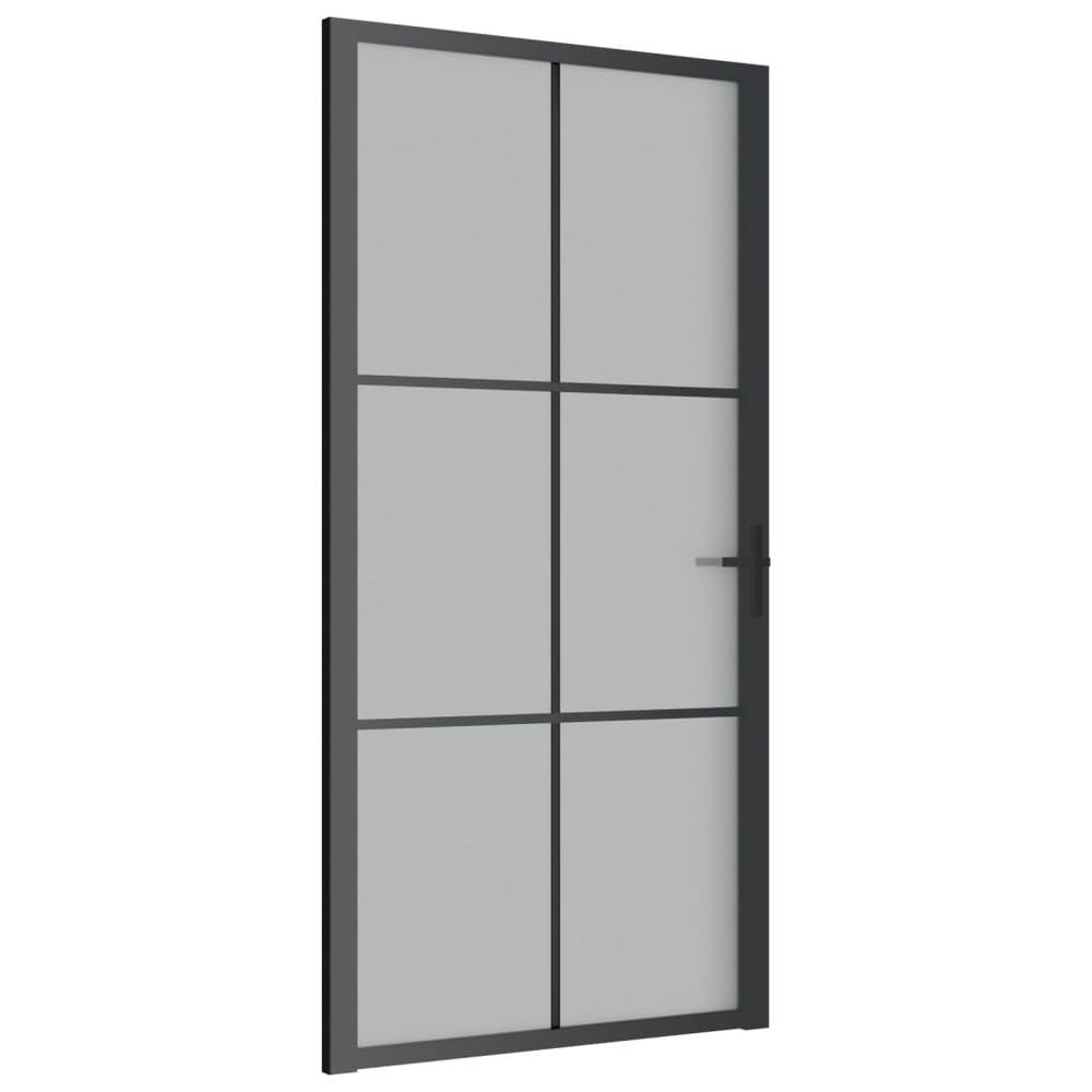 Interior Door 40.4"x79.3" Black Matt Glass and Aluminum. Picture 1