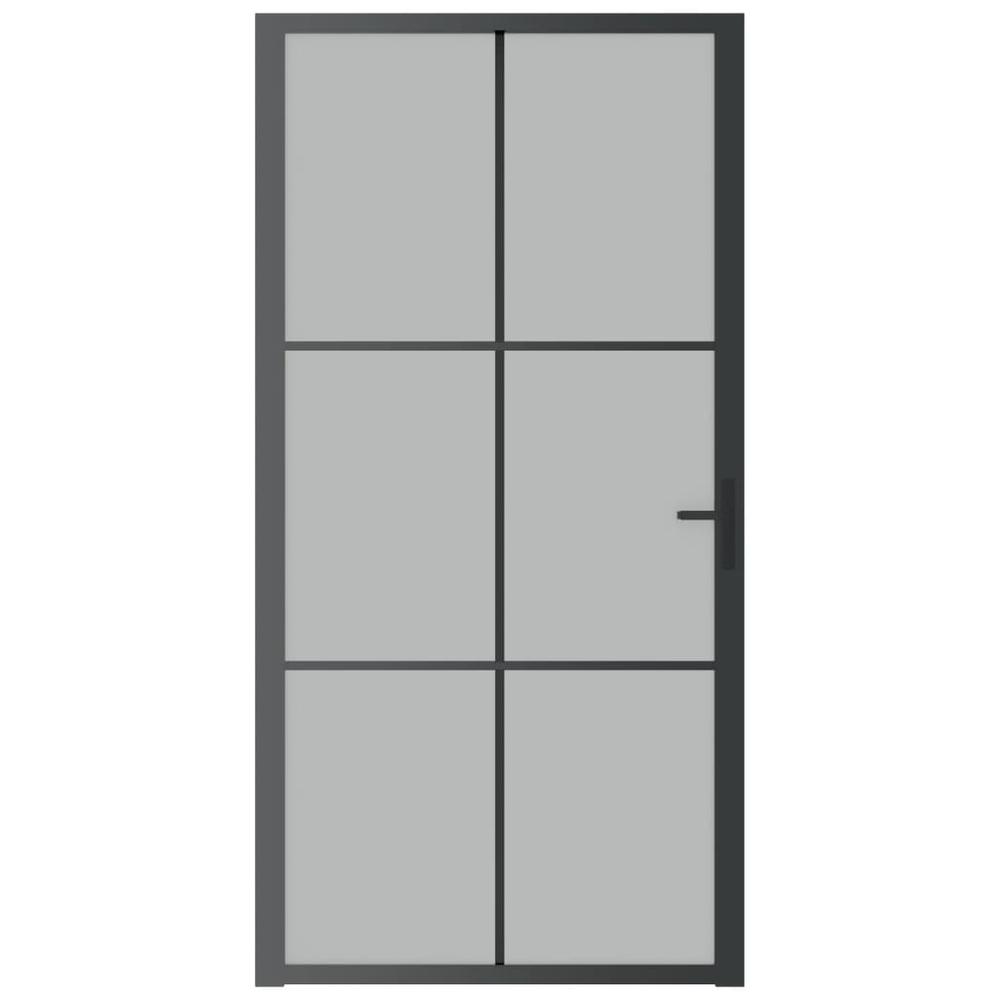Interior Door 40.4"x79.3" Black Matt Glass and Aluminum. Picture 2