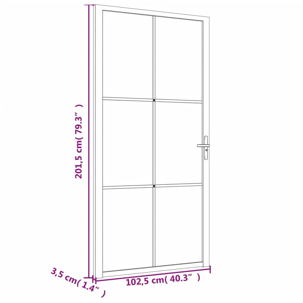 Interior Door 40.4"x79.3" Black ESG Glass and Aluminum. Picture 6