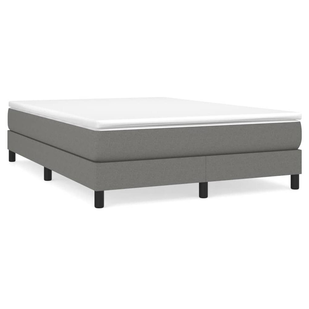 Box Spring Bed with Mattress Dark Gray 53.9"x74.8" Full Fabric. Picture 1