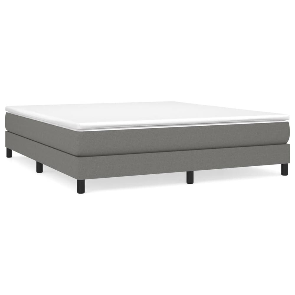 Box Spring Bed with Mattress Dark Gray 76"x79.9" King Fabric. Picture 1