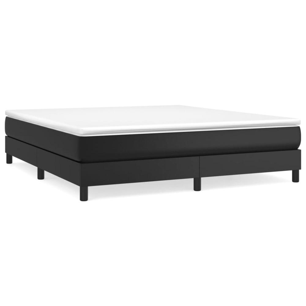 Box Spring Bed with Mattress Black 76"x79.9" King Faux Leather. Picture 1