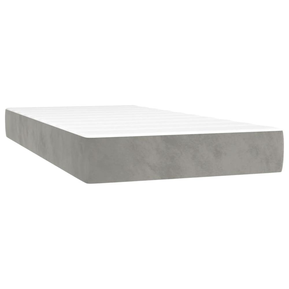 Box Spring Bed with Mattress Light Gray 39.4"x74.8" Twin Velvet. Picture 4