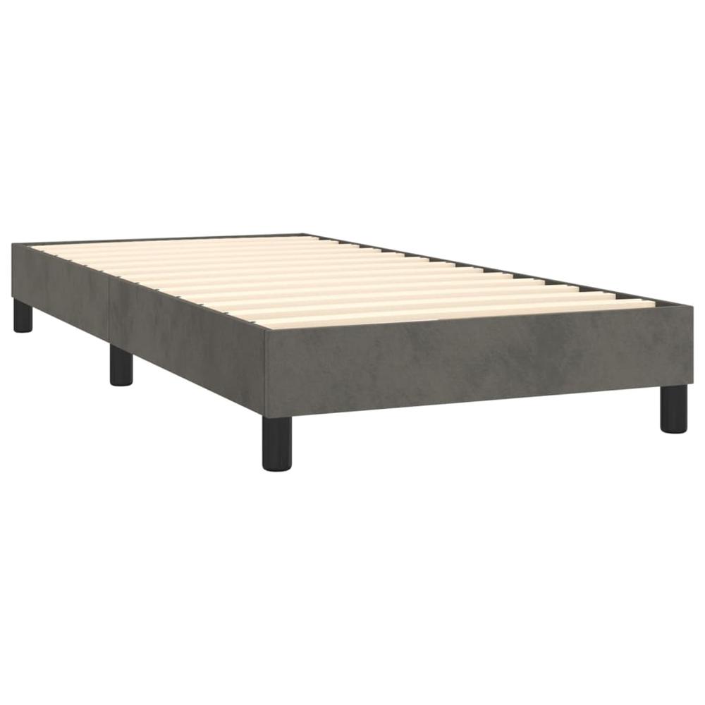 Box Spring Bed with Mattress Dark Gray 39.4"x74.8" Twin Velvet. Picture 3