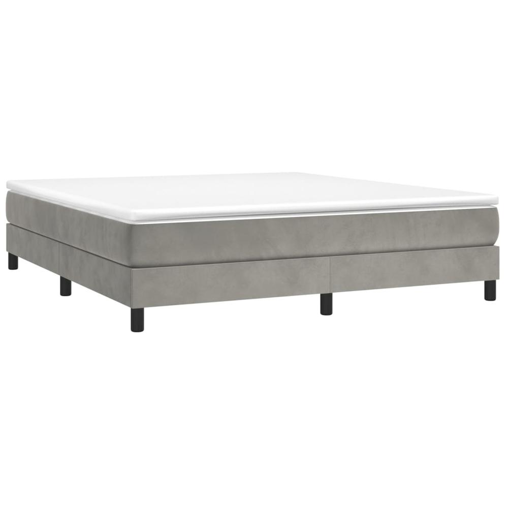 Box Spring Bed with Mattress Light Gray 76"x79.9" King Velvet. Picture 2