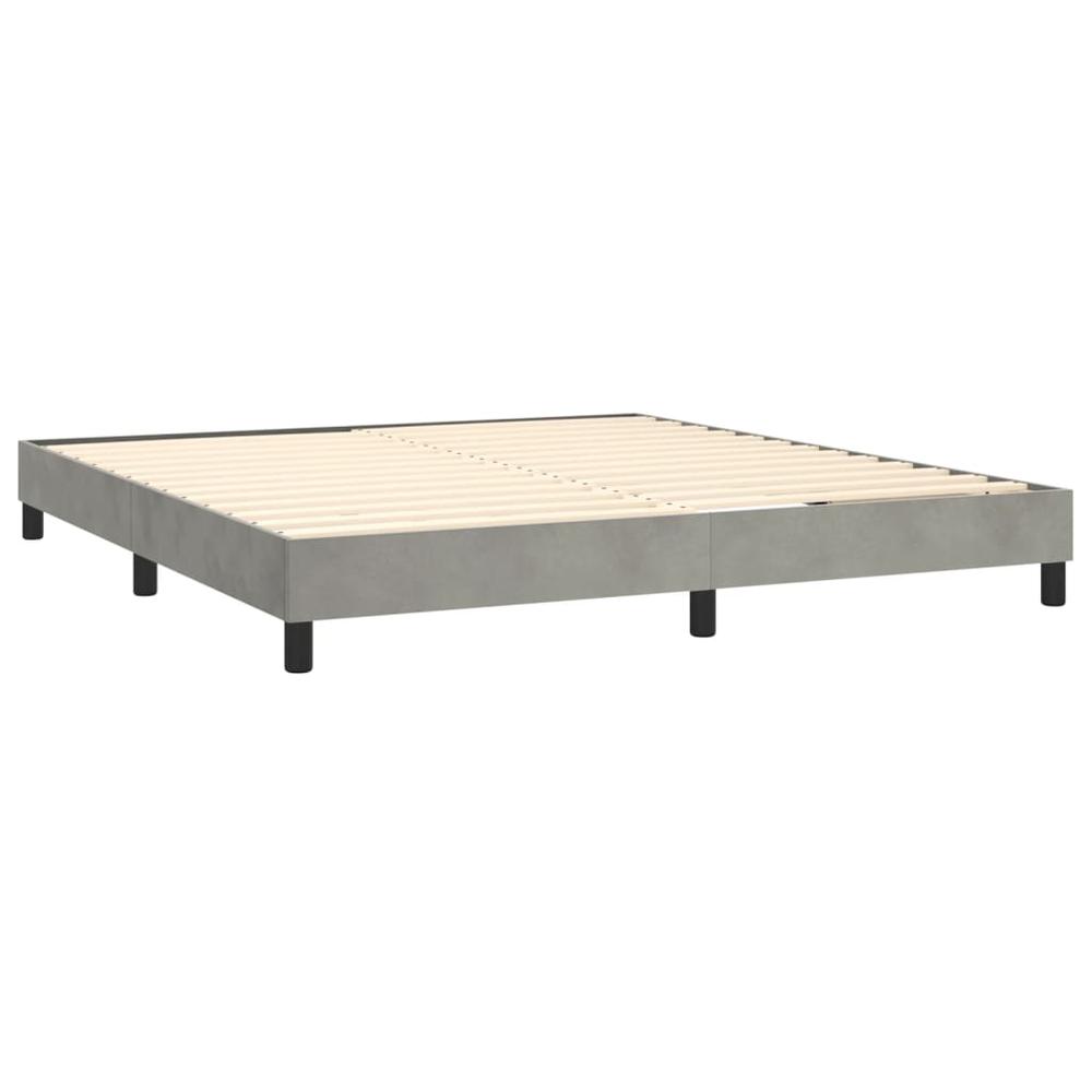Box Spring Bed with Mattress Light Gray 76"x79.9" King Velvet. Picture 3