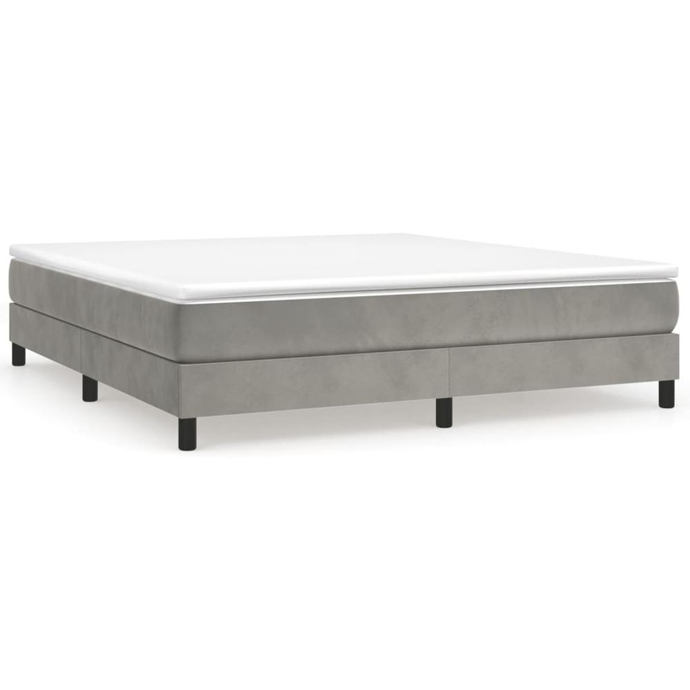 Box Spring Bed with Mattress Light Gray 72"x83.9" California King Velvet. Picture 1