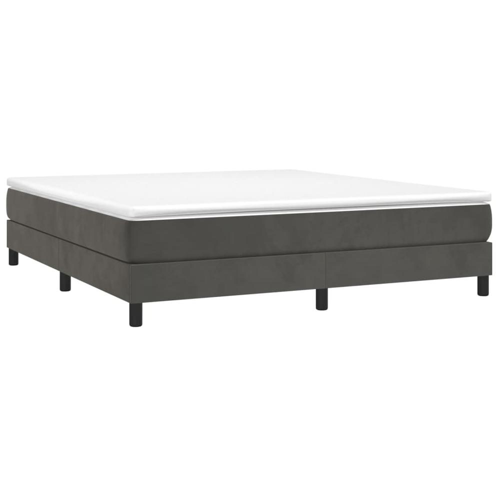 Box Spring Bed with Mattress Dark Gray 72"x83.9" California King Velvet. Picture 2