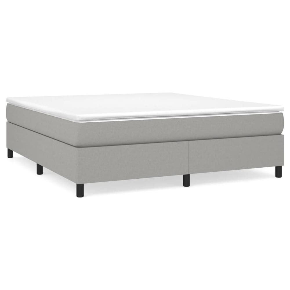Box Spring Bed with Mattress Light Gray 76"x79.9" King Fabric. Picture 1