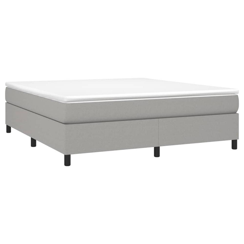 Box Spring Bed with Mattress Light Gray 76"x79.9" King Fabric. Picture 2