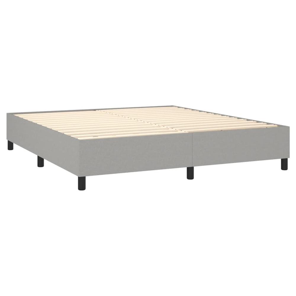 Box Spring Bed with Mattress Light Gray 76"x79.9" King Fabric. Picture 3