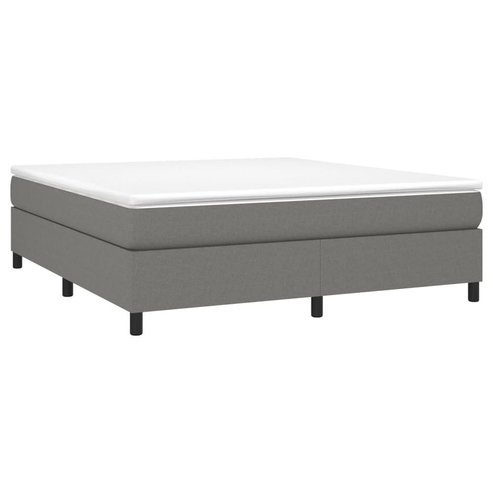 Box Spring Bed with Mattress Dark Gray 76"x79.9" King Fabric. Picture 2