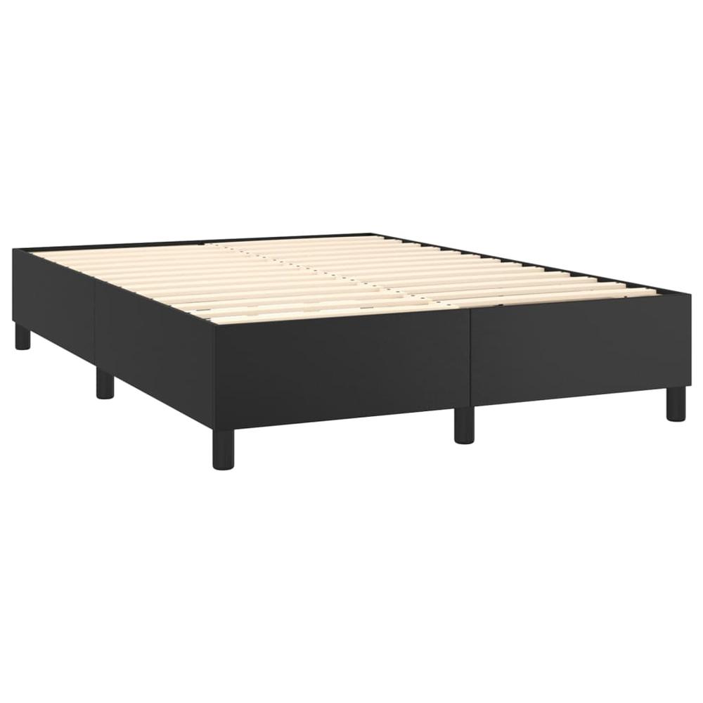 Box Spring Bed with Mattress Black 53.9"x74.8" Full Faux Leather. Picture 3