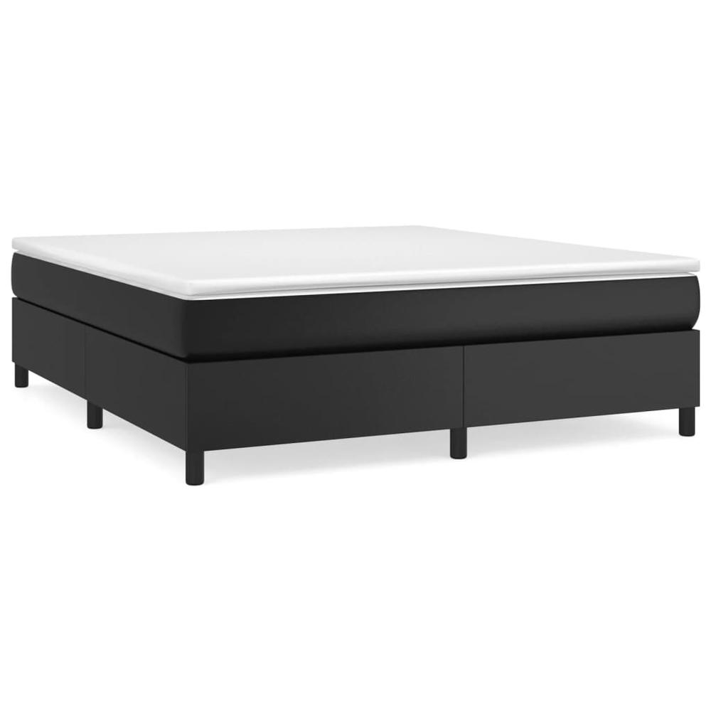 Box Spring Bed with Mattress Black 72"x83.9" California King Faux Leather. Picture 1