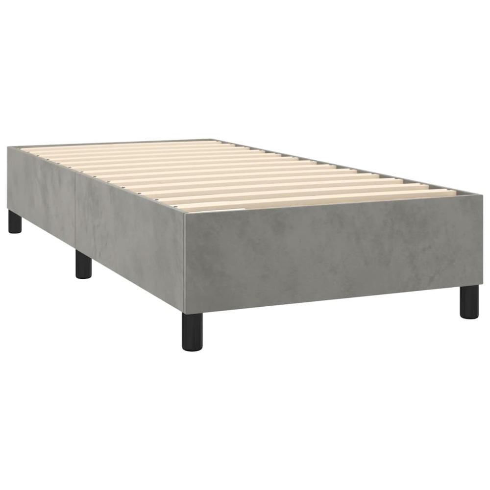 Box Spring Bed with Mattress Light Gray 39.4"x79.9" Twin XL Velvet. Picture 3