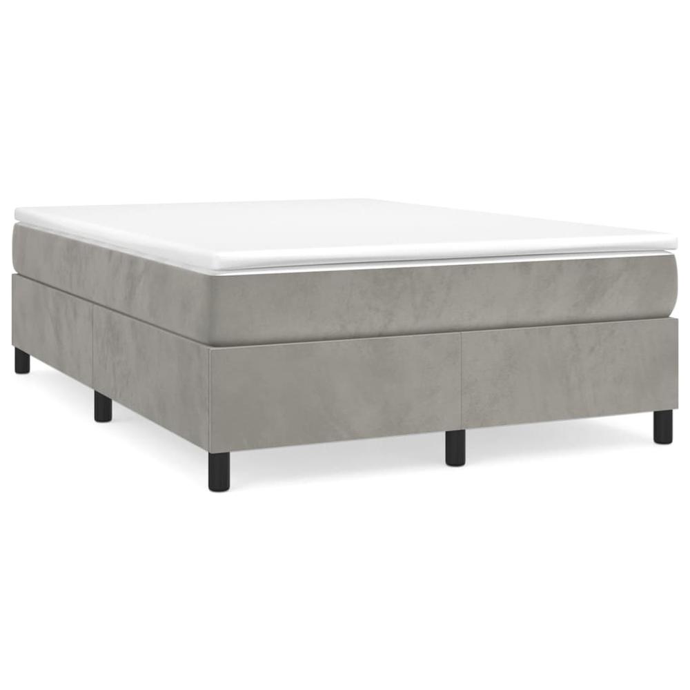 Box Spring Bed with Mattress Light Gray 59.8"x79.9" Queen Velvet. Picture 1