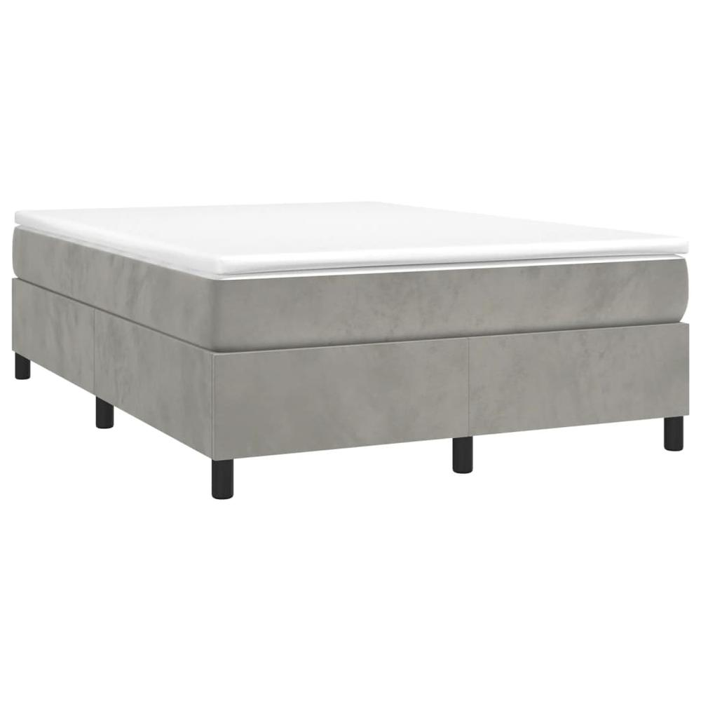 Box Spring Bed with Mattress Light Gray 59.8"x79.9" Queen Velvet. Picture 2