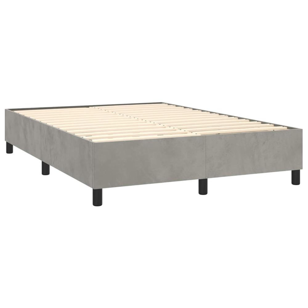 Box Spring Bed with Mattress Light Gray 59.8"x79.9" Queen Velvet. Picture 3