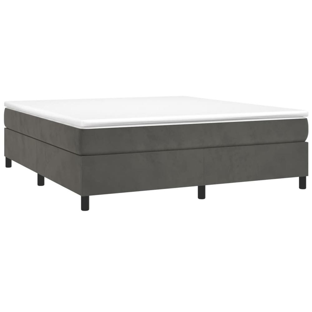Box Spring Bed with Mattress Dark Gray 76"x79.9" King Velvet. Picture 2
