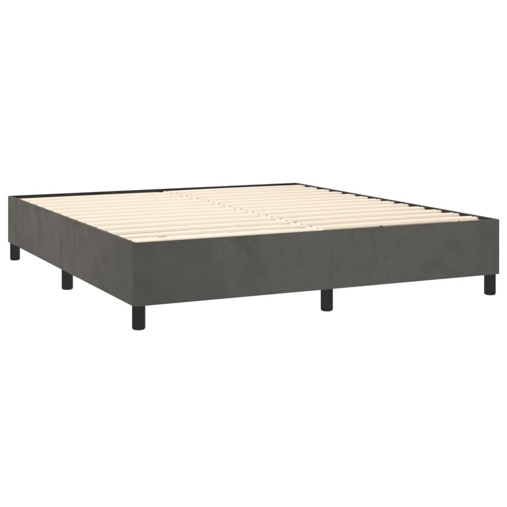 Box Spring Bed with Mattress Dark Gray 76"x79.9" King Velvet. Picture 3