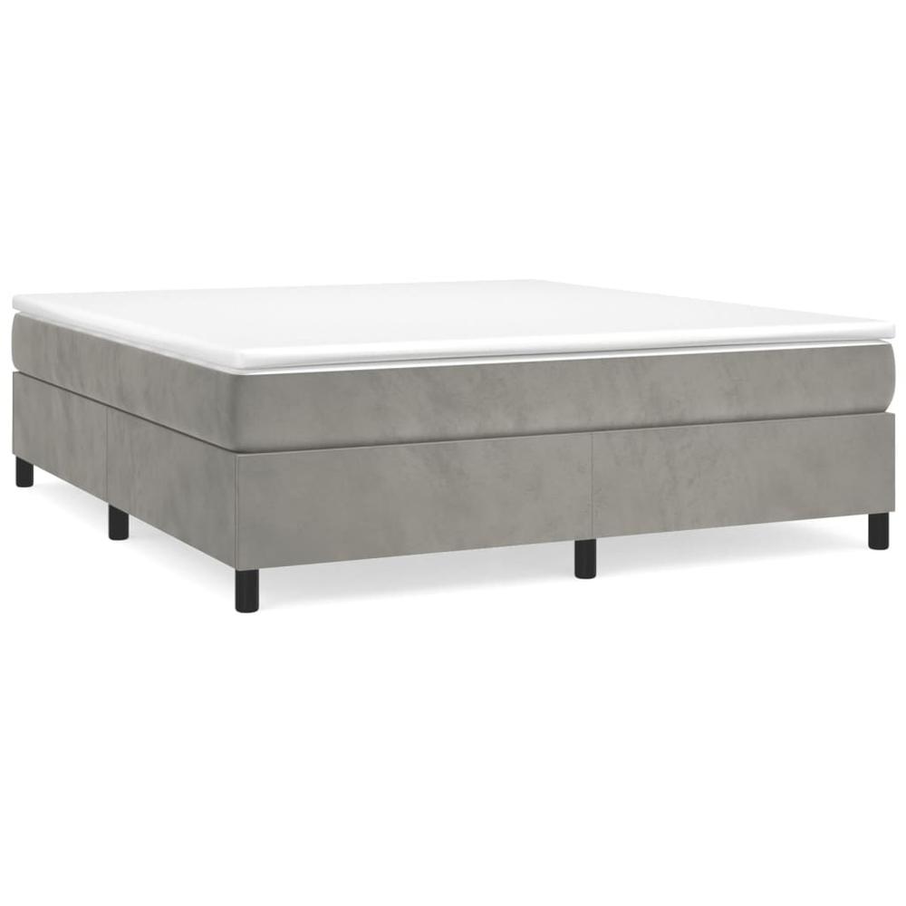Box Spring Bed with Mattress Light Gray 72"x83.9" California King Velvet. Picture 1