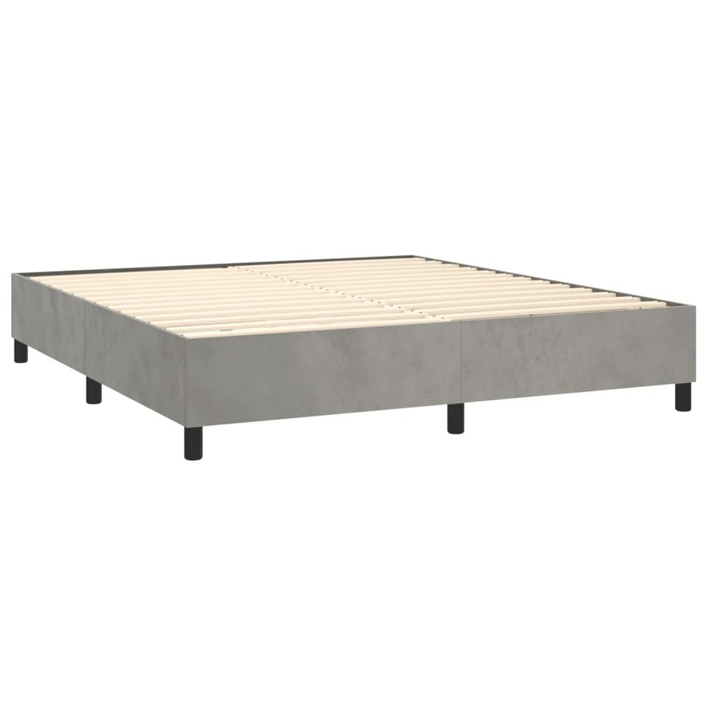 Box Spring Bed with Mattress Light Gray 72"x83.9" California King Velvet. Picture 3