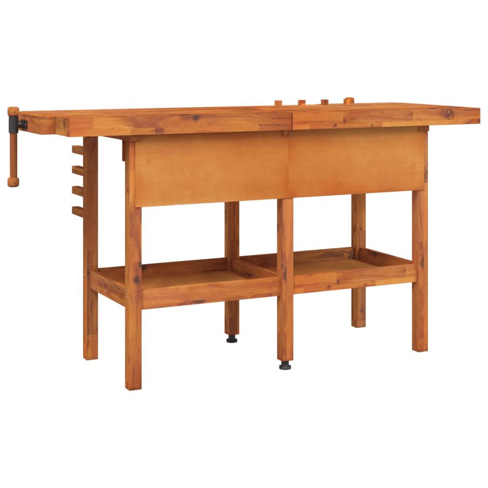 Workbench with Drawers and Vices 63.8"x24.4"x32.7" Solid Wood Acacia. Picture 5
