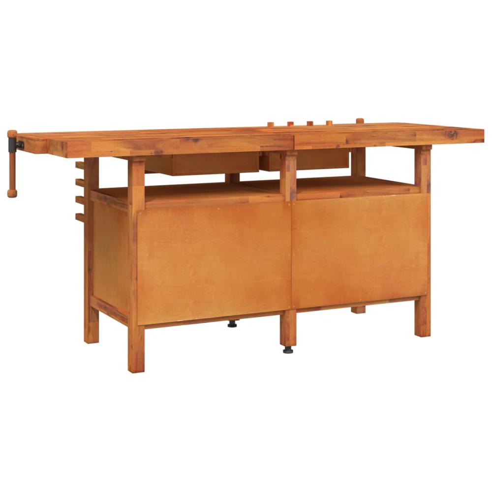 Workbench with Drawers and Vices 75.6"x24.4"x32.7" Solid Wood Acacia. Picture 5