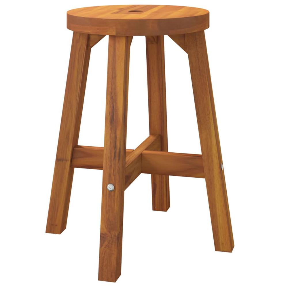 Stool Brown 15"x15"x17.7" Round Solid Wood Acacia. Picture 1
