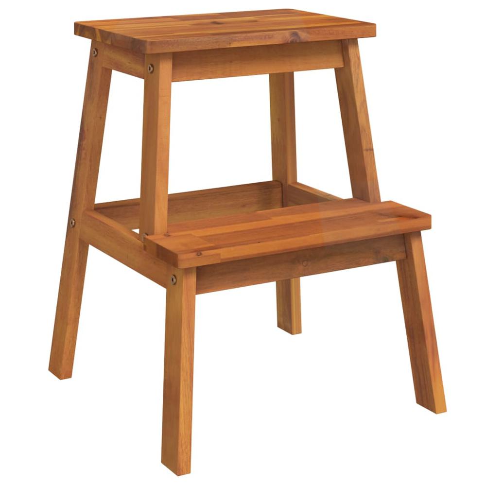 2 Step Stool 15.7"x15"x19.7" Solid Wood Acacia. Picture 1