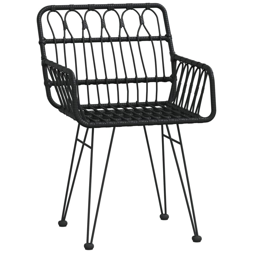 Patio Chairs 2 pcs with Armrest Black 22"x25.2"x31.5" PE Rattan. Picture 2