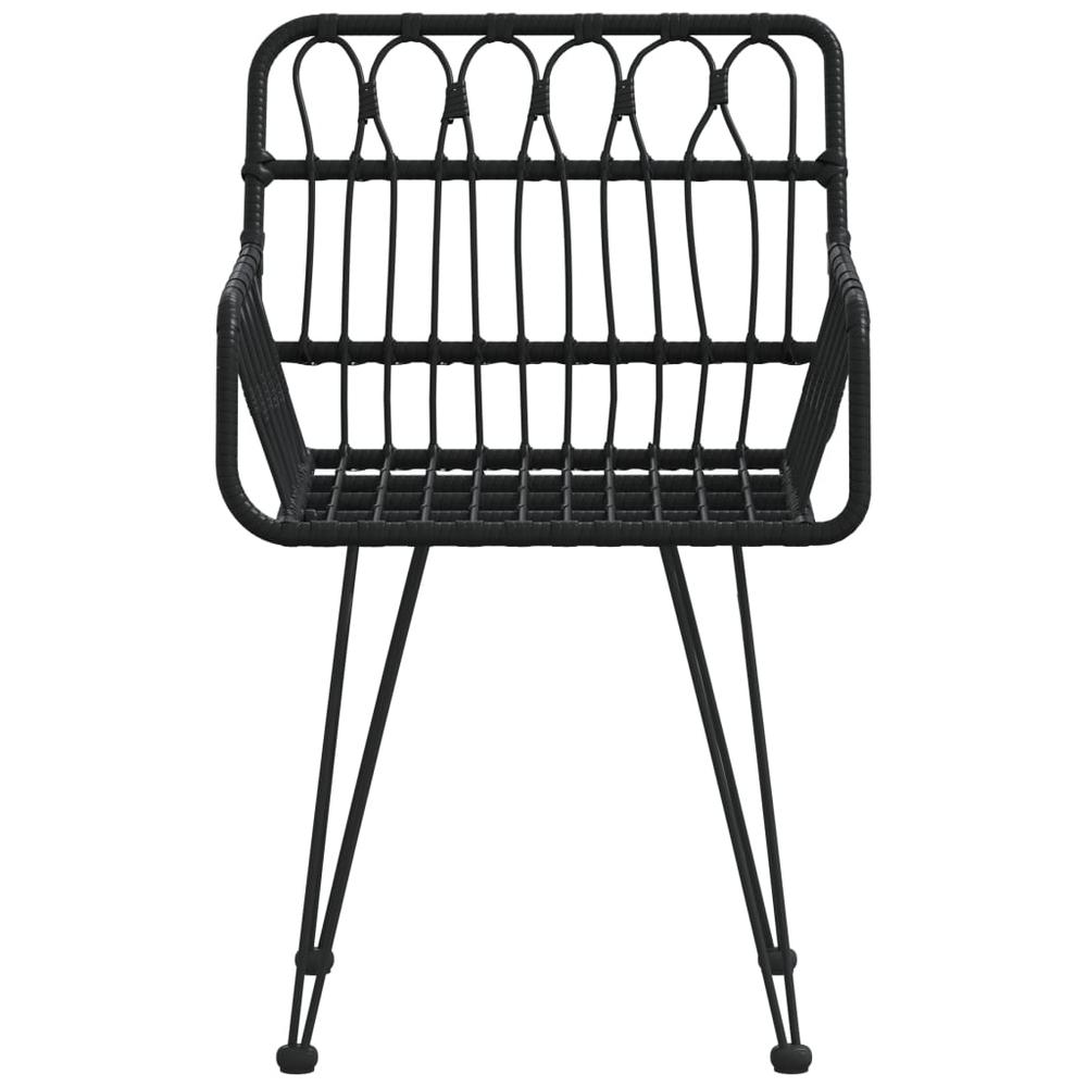 Patio Chairs 2 pcs with Armrest Black 22"x25.2"x31.5" PE Rattan. Picture 3