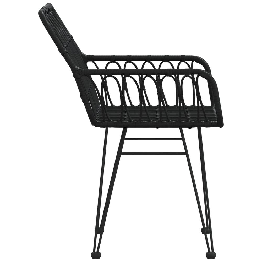 Patio Chairs 2 pcs with Armrest Black 22"x25.2"x31.5" PE Rattan. Picture 4