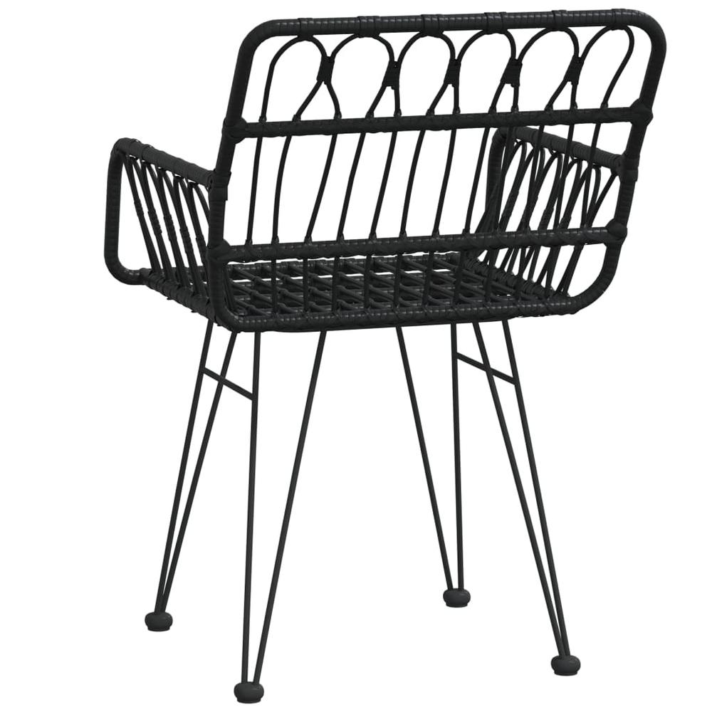 Patio Chairs 2 pcs with Armrest Black 22"x25.2"x31.5" PE Rattan. Picture 5