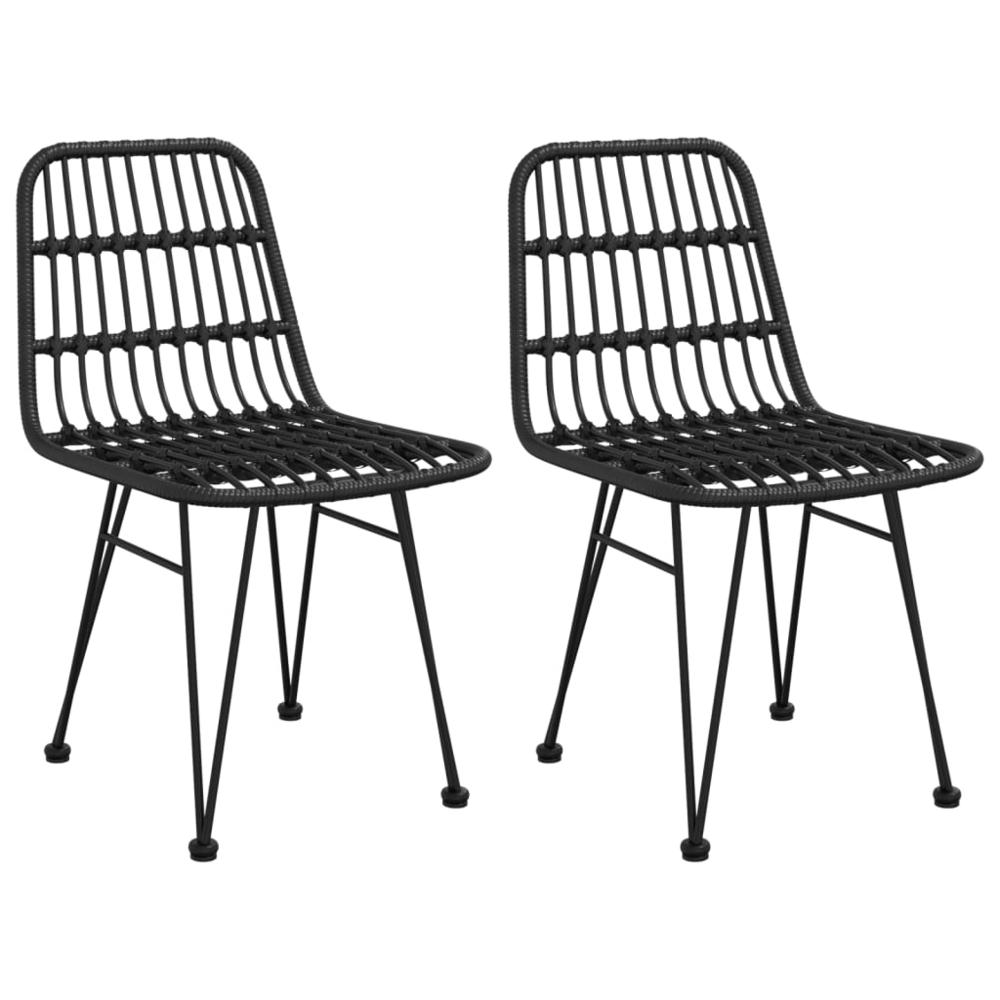 Patio Chairs 2 pcs Black 18.9"x24.4"x33.1" PE Rattan. Picture 1