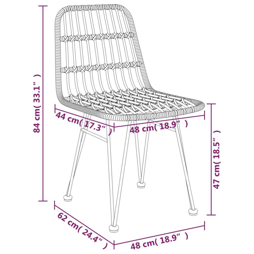 Patio Chairs 2 pcs Black 18.9"x24.4"x33.1" PE Rattan. Picture 7