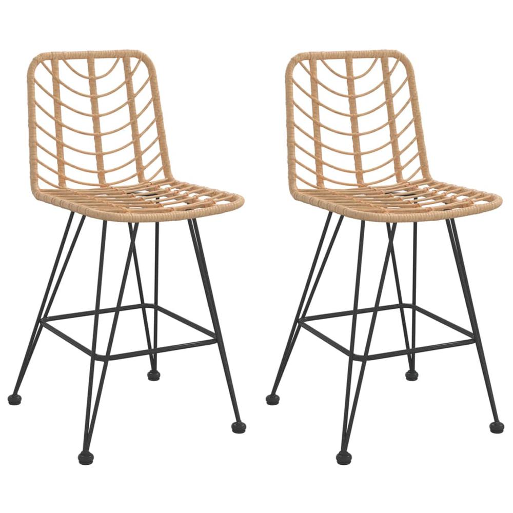 Bar Stools 2 pcs 17.7"x22"x40.7" PE Rattan and Steel. Picture 1