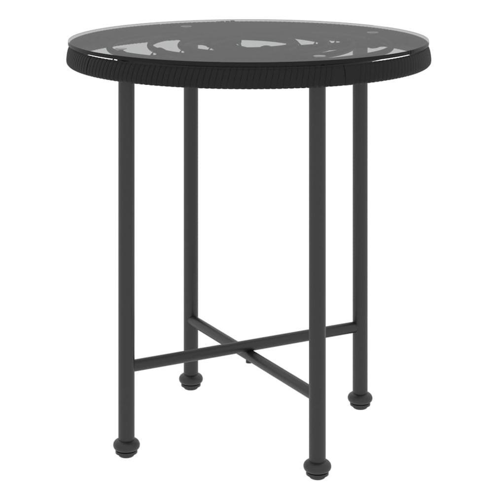 Dining Table Black Ã˜19.7"Â Tempered Glass and Steel. Picture 1