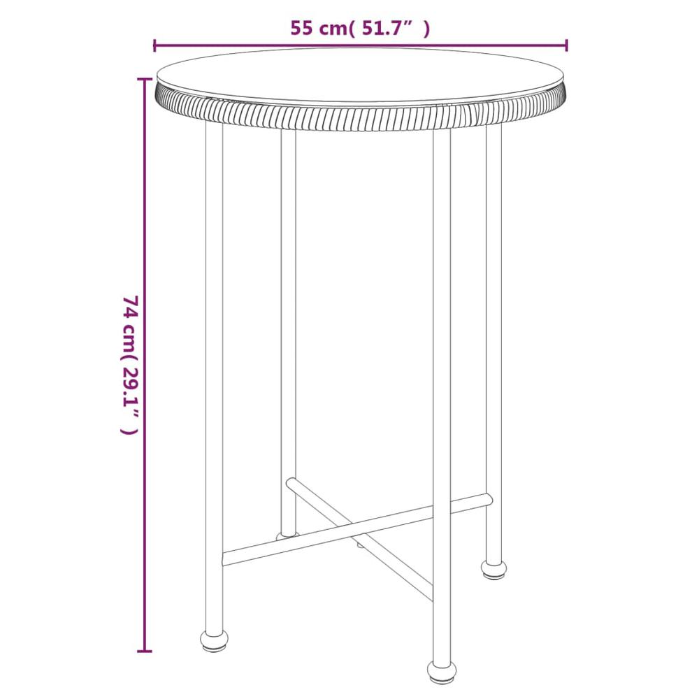 Dining Table Ã˜21.7"Â Tempered Glass and Steel. Picture 5