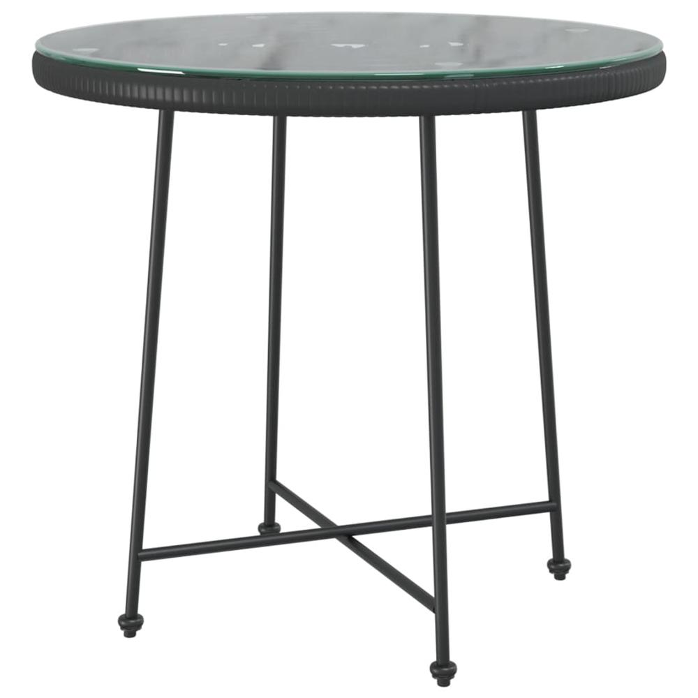 Dining Table Black Ã˜31.5"Â Tempered Glass and Steel. Picture 1