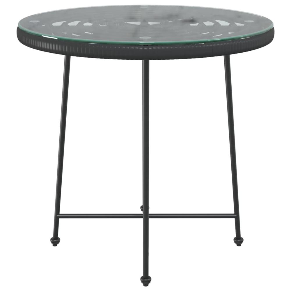 Dining Table Black Ã˜31.5"Â Tempered Glass and Steel. Picture 2