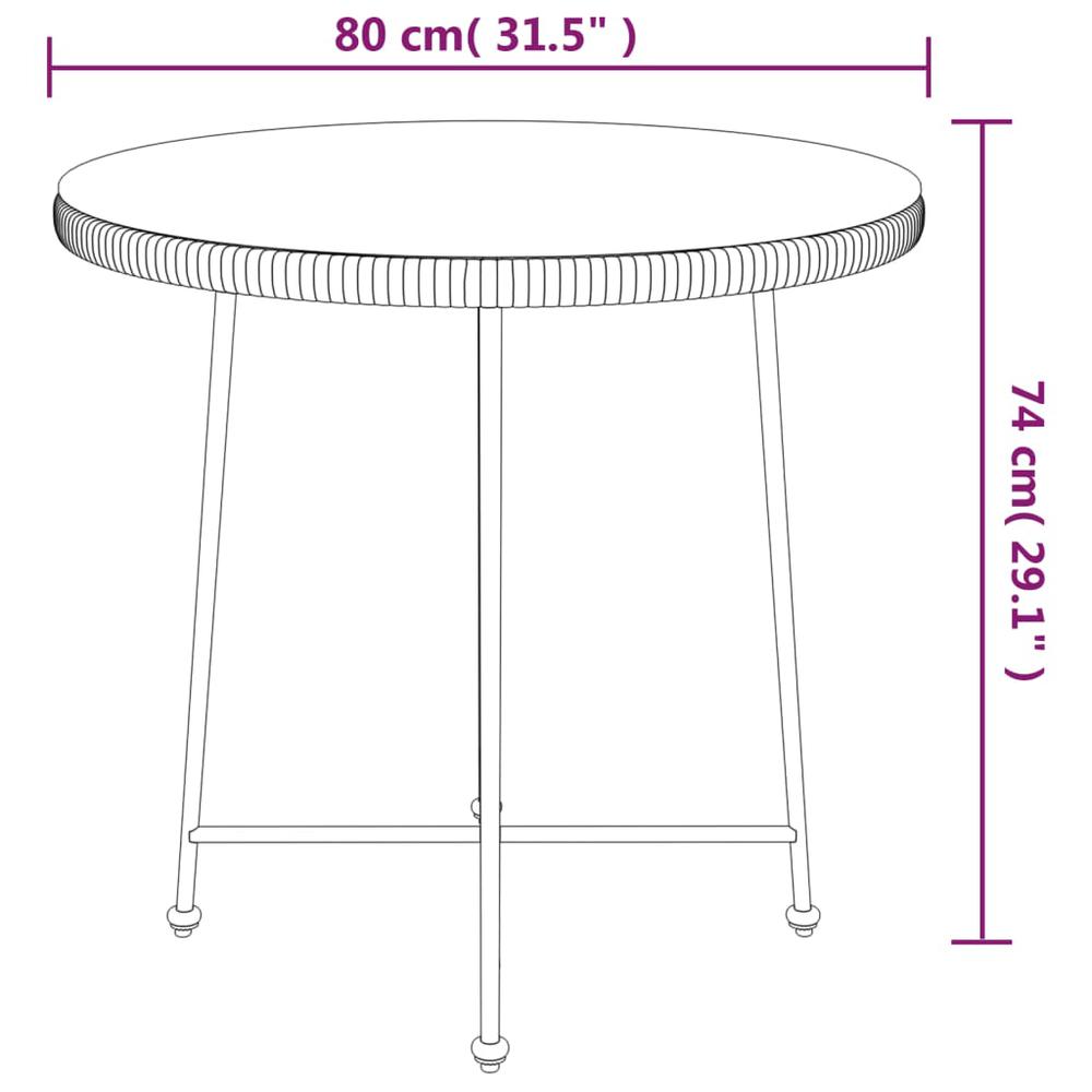 Dining Table Black Ã˜31.5"Â Tempered Glass and Steel. Picture 5