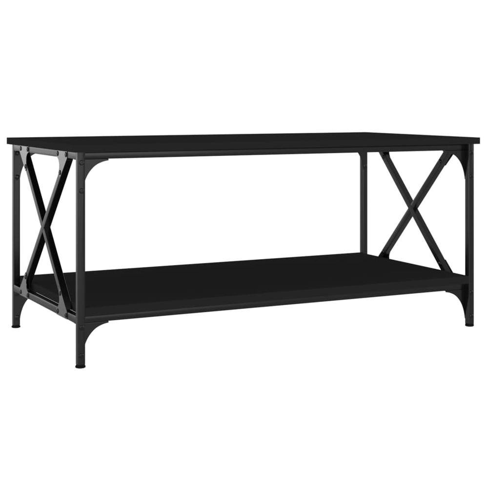 Coffee Table Black 39.4"x19.7"x17.7" Engineered Wood and Iron. Picture 1