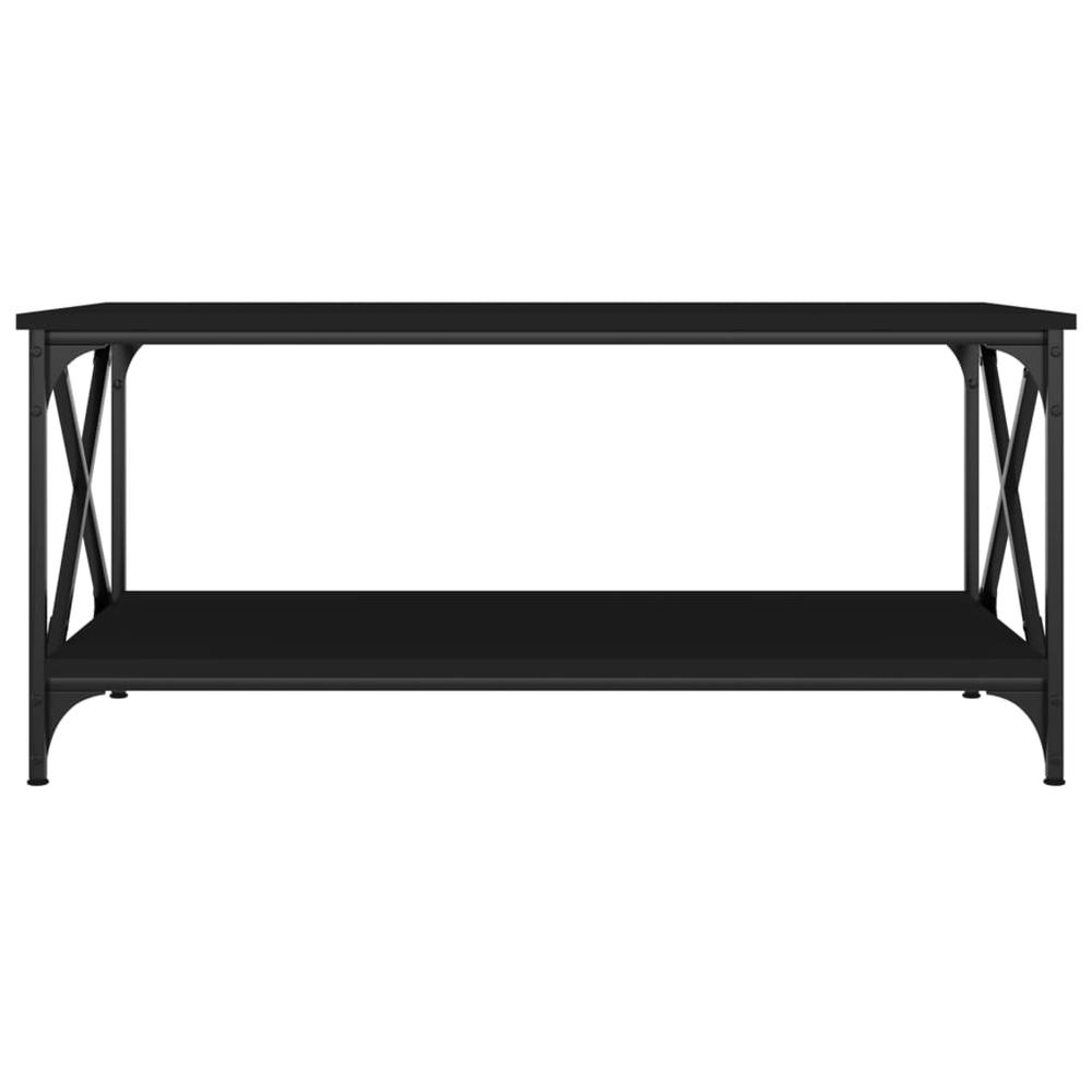 Coffee Table Black 39.4"x19.7"x17.7" Engineered Wood and Iron. Picture 3